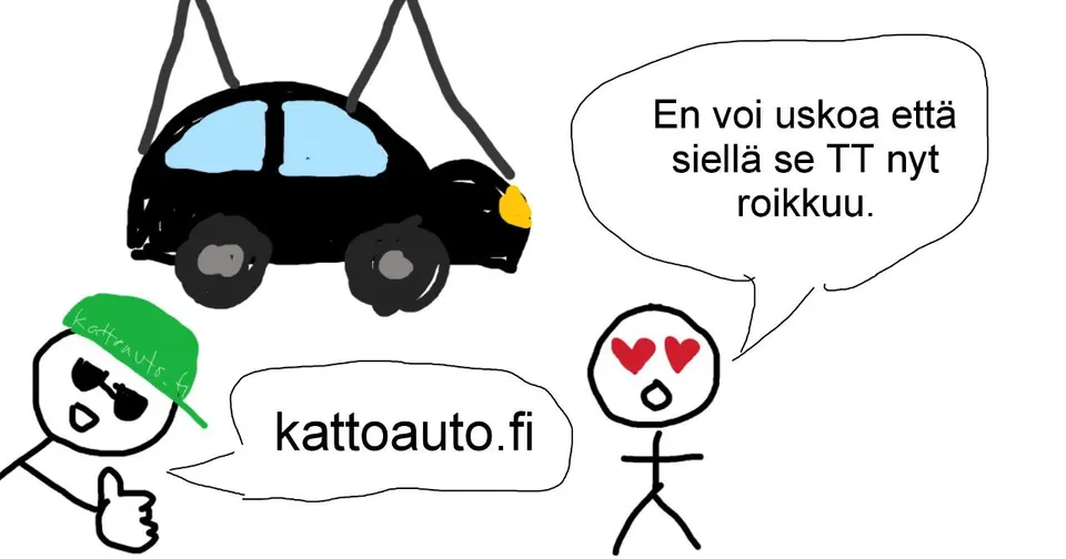 Tikku-ukkosarjakuva: ”En voi uskoa että siellä se TT nyt roikkuu.” – kattoauto.fi