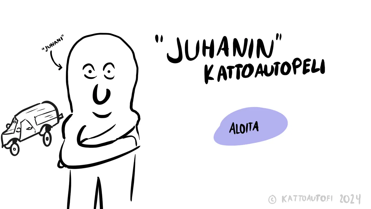 ”Juhanin” kattoautopeli: Juhani ja hänen autonsa, Aloita-nappi